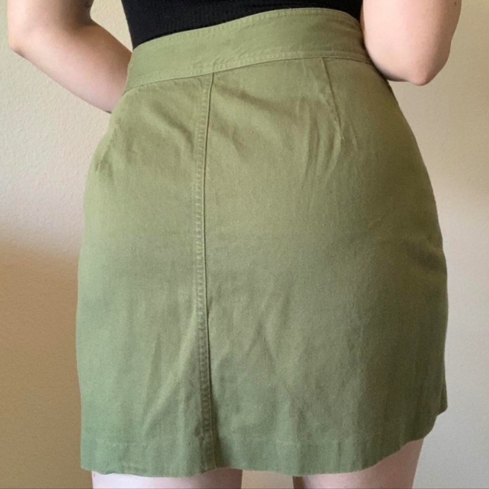 Madewell Station Olive Green Front Button Mini Skirt Size 14 - Picture 3 of 10